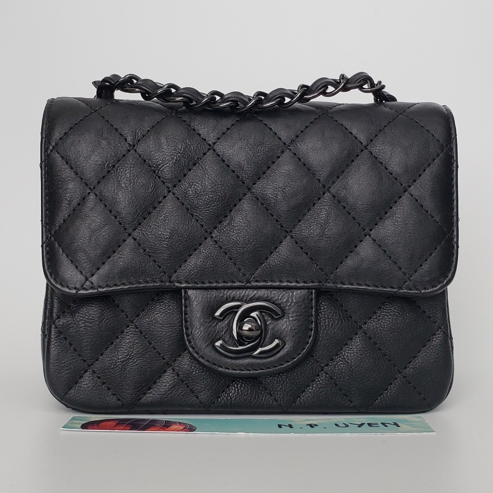 ⛔⛔SOLD⛔⛔CHANEL 17S SO BLACK MINI SQUARE FLAP BAG
